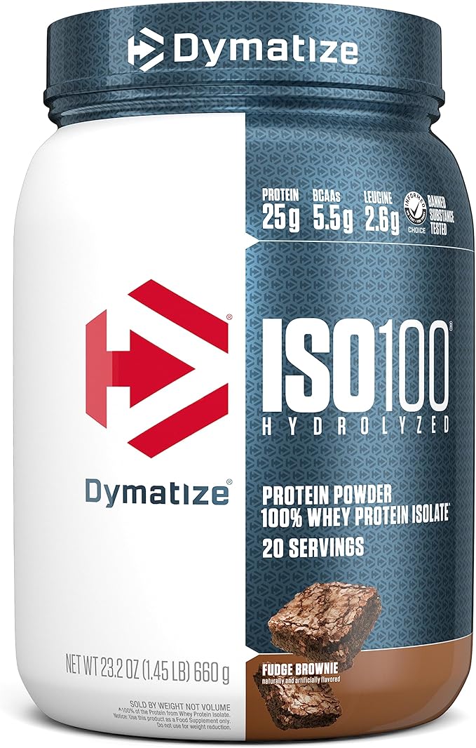Dymatize ISO100 Hydrolyzed Protein Powder 100% Whey Isolate Dunkin' Glazed Donut Flavor 20 Servings &amp ISO100 Hydrolyzed Protein Powder 100% Whey Isolate Protein 25g of Protein 5.5g BCAAs
