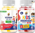 Magnesium Gummies for Kids &amp Vitamin D3 K2 Gummies 5000 IU - Immune &amp Bone Support - Sugar-Free Vitamin D Gummy Supplement - High-Absorption Vegan Gluten-Free Gummies for Adults