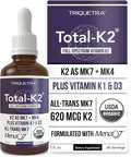 Total K2® | Vitamin K2 as MK7 &amp MK4 | Plus K1 &amp Vitamin D3 Cofactor - 620 mcg K2 per Serving - All-Trans MK7 from MenaQ7® - Full-Spectrum Vitamin K - Vegan Organic Certified (Liquid 1 oz)