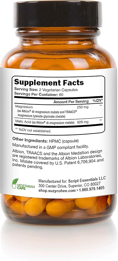 Chelated Magnesium Capsules - Supports Nerve and Muscle Function - 90 Capsules - by Suzy Cohen RPh