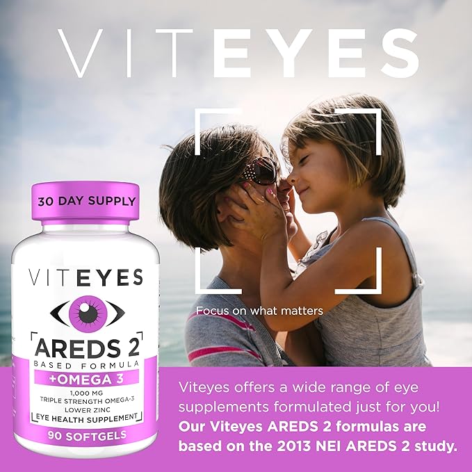 Viteyes AREDS 2 + Omega-3 Macular Health Formula Softgels Triple Strength Omega-3 (650 mg EPA 350 mg DHA) Eye Health Vitamin for Vision Protection 90 Softgels