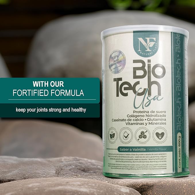 NATURAL FLASH Biotech USA - Whey Protein with Hydrolyzed Collagen Calcium Caseinate Glutamine Vitamins &amp Minerals | Supports Muscle Recovery and Joint Health | 21.2 oz (600 g)