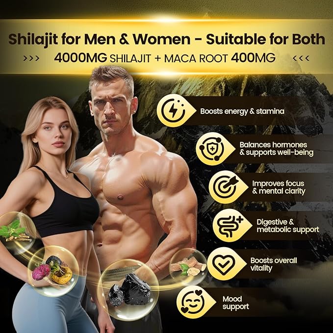 Shilajit for Men &amp Women Gummies | 4000mg High Potency 10-in-1 Formula with Pure Himalayan Shilajit Ashwagandha and 75% Fulvic Acid | Sugar-Free Vegan 85+ Trace Minerals