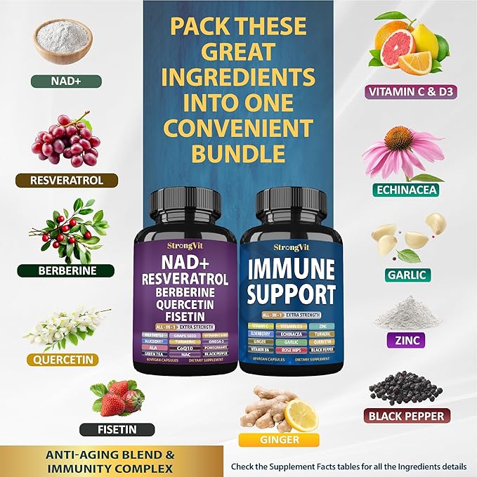 NAD Supplement &amp Immune Support Bundle (120 Capsules)