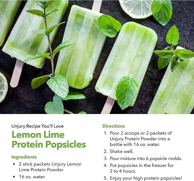 Unjury Whey Protein Powder Individual Stick Packs | Lemon Lime | 10.5g 100% Whey Isolate Protein Powder | Low Carb and Lactose Free | Gluten Free | Certified Kosher | 20 Servings