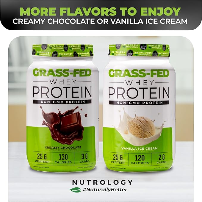 Nutrology Grass-Fed Whey Protein Powder Cold-Processed Grass Fed Whey &amp Amino Acid Powder for Enhanced Lean Muscle Recovery &amp Performance 28 Servings Shake Blend or Bake Creamy Chocolate