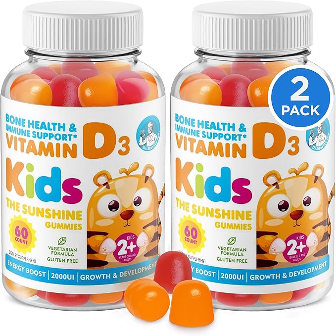 DR. MORITZ Vitamin D Gummies for Kids and Adults (2000 IU) - Chewable Kids Vitamin D Supplement for Immune Support - Vegetarian and Gelatin-Free 2 Pack (120 Count)