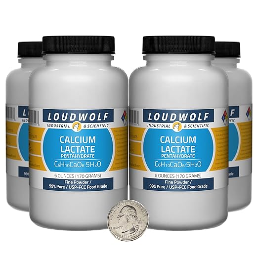 Calcium Lactate / 1.5 Pounds / 4 Bottles / 99% Pure USP-FCC Food Grade/Fine Powder