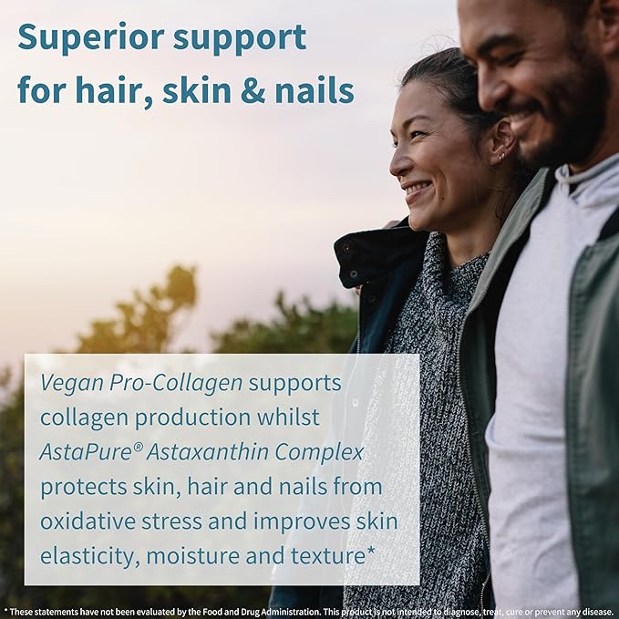Vegan Vanilla Collagen Protein Powder + Astaxanthin Complex Vegan Bundle Collagen Boosting Formula + Natural 4mg H. Pluvialis Astaxanthin for Hair Skin &amp Nails by Igennus