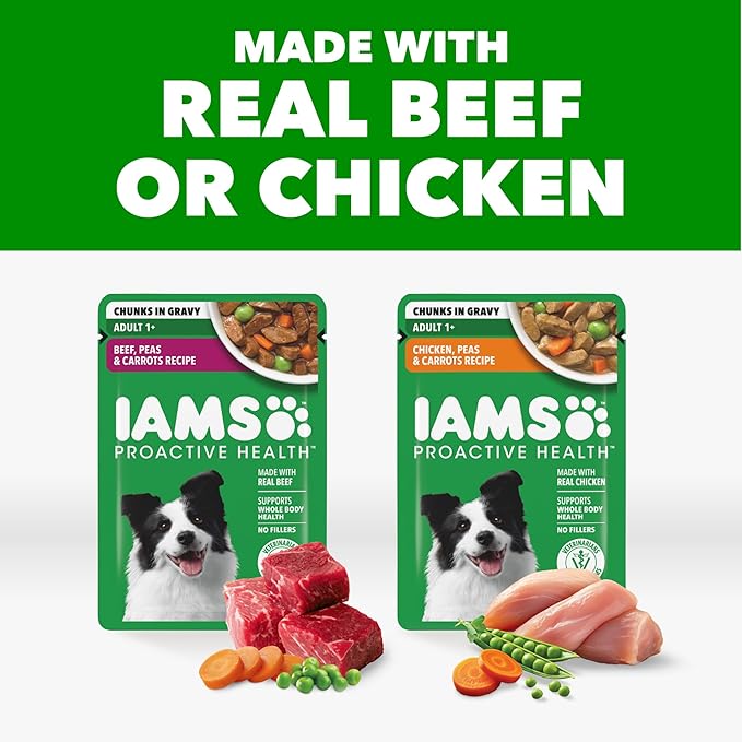 IAMS Proactive Health Adult Wet Dog Food Variety Pack 3.5 oz. Pouch (8 Count) (Pack of 2)