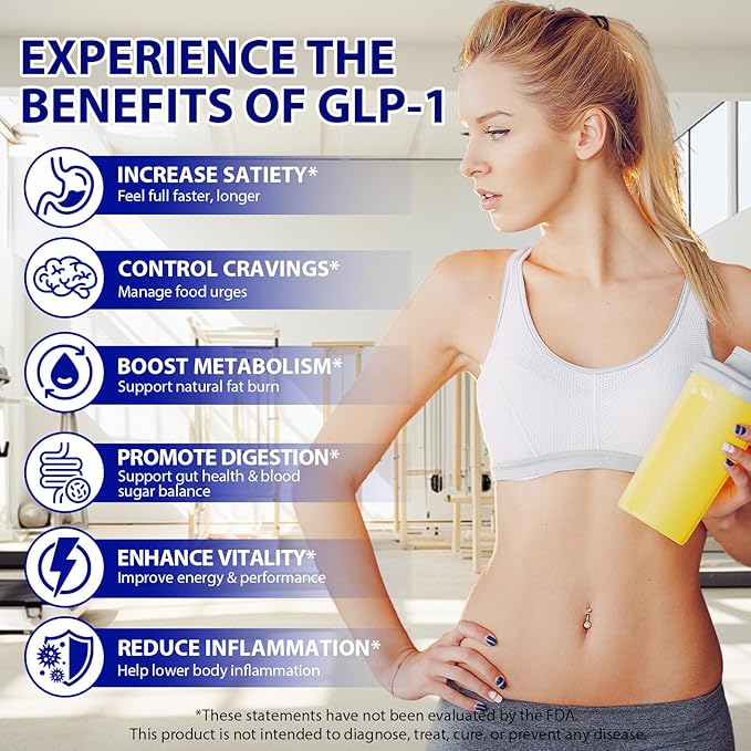 GLP 1 Supplement GLP-1 Probiotic for Appetite Regulate &amp Gut Health Reduce Hunger &amp Cravings for Digestive Promote GLP-1 Production &amp Support Weight Management Vegan for Women &amp Me