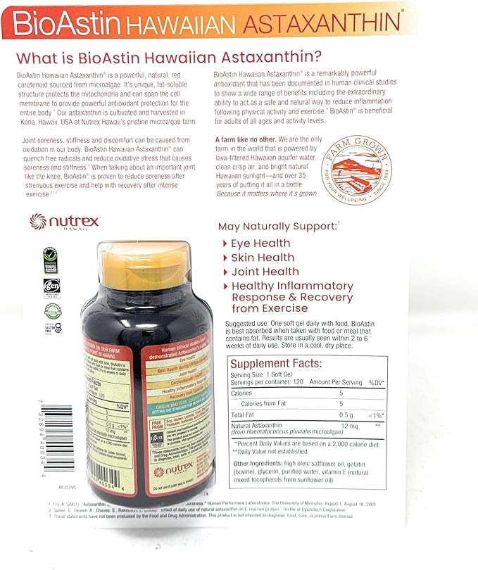 BioAstin Hawaiian Astaxanthin 12 mg 120 Soft Gels