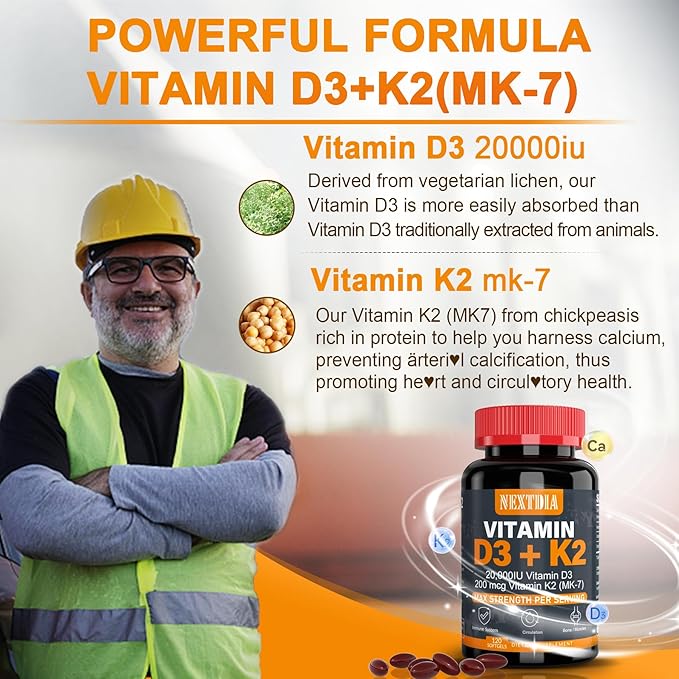 Vitamin D3 20000 IU + K2(MK7) 200mcg Softgels + Akkermansia Probiotics Gummies with Prebiotics Fiber