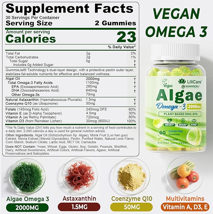 Bundle: Algae Omega 3 Gummies 1 Pack &amp Methyl B12 + L-Methylfolate Gummies 1 Pack
