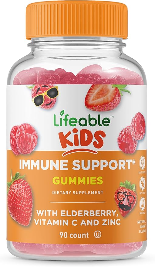 Lifeable Probiotic 2 Billion CFU Kids + Immune Support Kids Gummies Bundle - Great Tasting Vitamin Supplement Gluten Free GMO Free Chewable Gummy