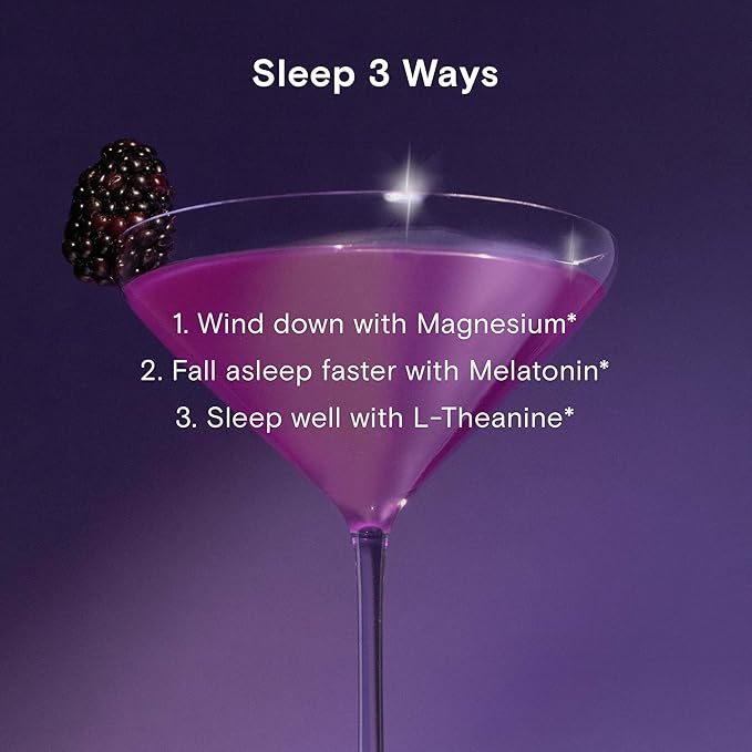 Moon Juice Sleepy Magnesi-Om - Magnesium Sleep Supplement Powder with L-Theanine &amp Plant-Based Low Dose Melatonin Sugar-Free Bedtime Drink Mix for Deep Sleep w/o Grogginess BlackBerry 14 Servi