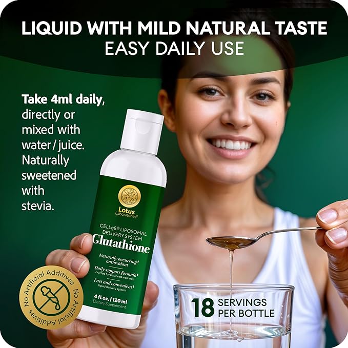 Liposomal Glutathione Liquid for Detox Skin Glow &amp Immune Support – Fast-Acting Reduced Glutathione with CELLg8 High Absorption Antioxidant Sugar-Free Vegan Non-GMO – 30 Servings 4 fl oz