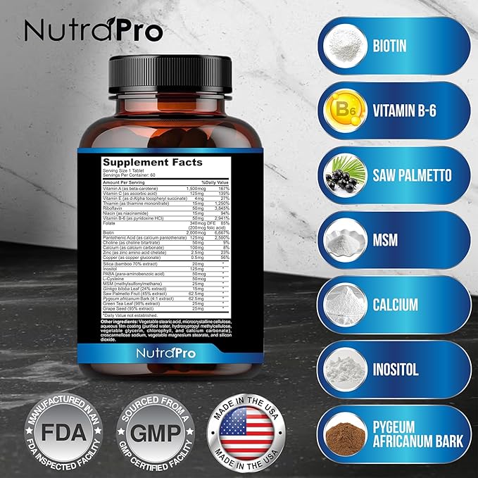 Mens Hair Growth-Hair Vitamins For Men. Anti Hair Loss Supplement Regrow Hair &amp Beard Growth Pills With DHT Blocker For Thinning Hair &amp Hair Thickening With Biotin &amp Saw Palmetto.Thicker