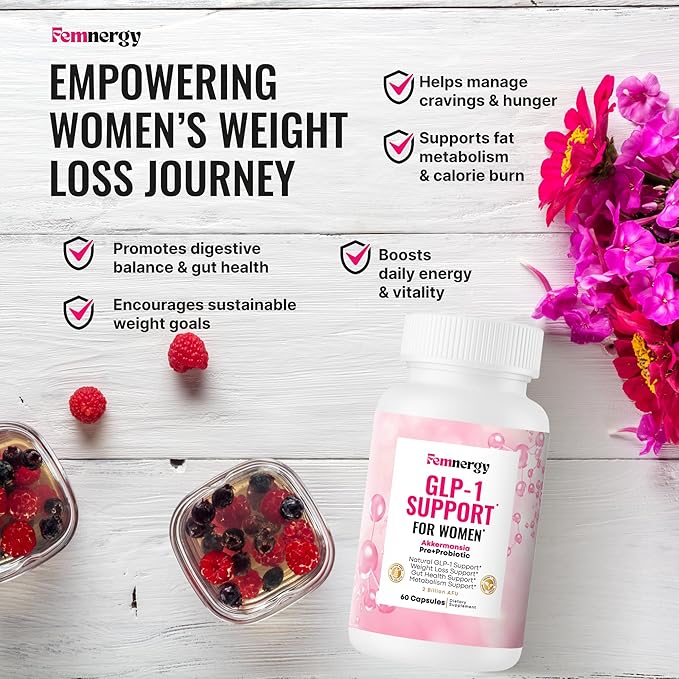 GLP-1 Support Weight Loss Probiotic Supplement for Women - Natural Appetite Suppressant Metabolism &amp Gut Health - GLP1 Support to Activate Daily Hunger Control &amp Fat Burn Support