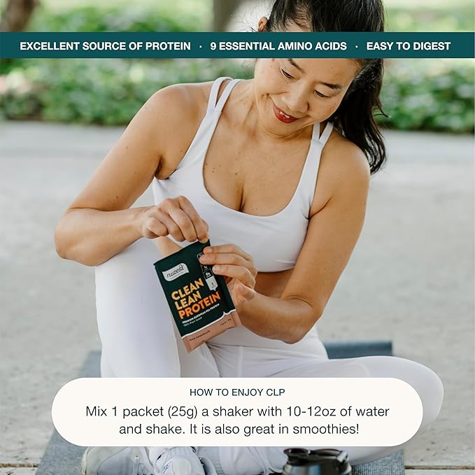 Nuzest Vegan Pea Protein Powder - Clean Lean Protein 10 Servings 20g Protein Rich Chocolate Protein Shake Mix + Sports Shaker Bottle 24oz
