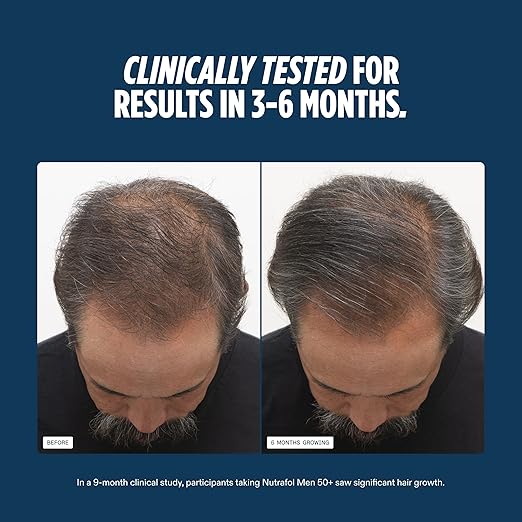 Nutrafol Men 50+ Hair Growth Supplements Clinically Tested for Visibly Thicker Hair and Scalp Coverage #1 Dermatologist-Recommended Hair Growth Supplement Brand - 1 Month Supply 1 Refill Pouch