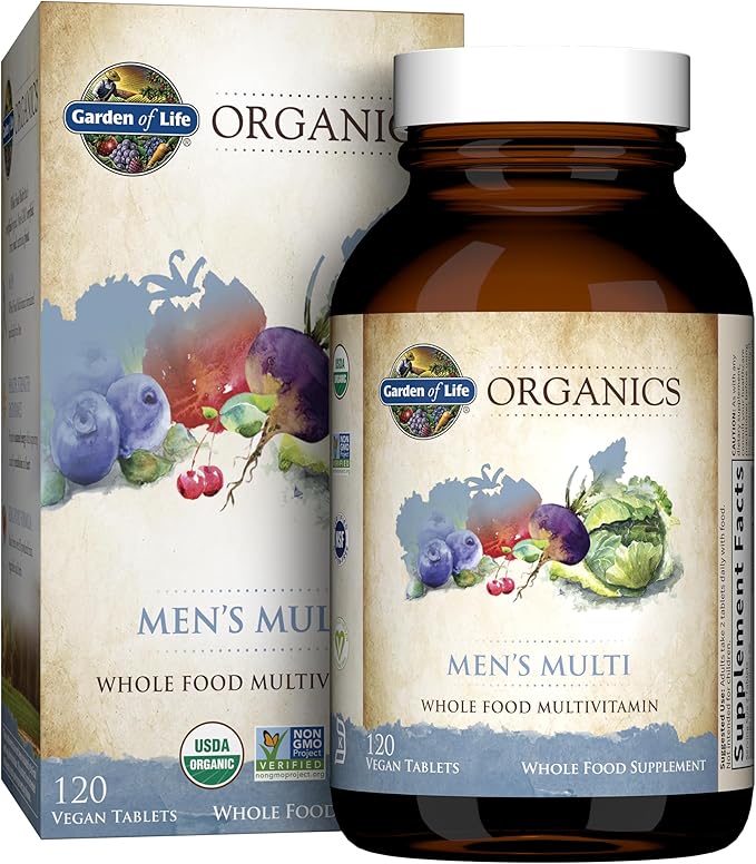 Garden of Life Organics Whole Food Multivitamin Bundle for Men 120 Tablets and Women 40 Plus 120 Tablets