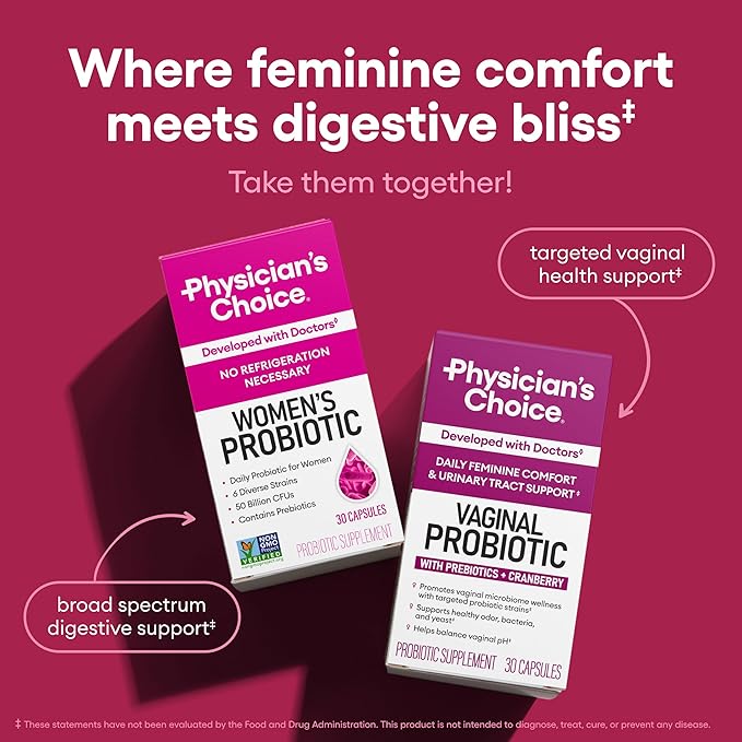 Physician's Choice Probiotics for Women - PH Balance Digestive UT &amp Feminine Health - 50 Billion CFU - 6 Unique Strains for Women - Organic Prebiotics Cranberry Extract+ - Womens Probiotic - 8
