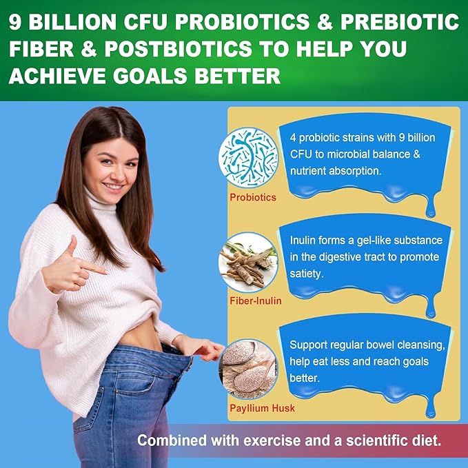 Butyrate Gummies with Probiotic + Prebiotic + Postbiotic Omega-3 500mgFiber with 9 Billion CFU Probiotics Calcium &amp Magnesium InulinPsyllium Husk for Digestive HealthBloating SupportSugar F