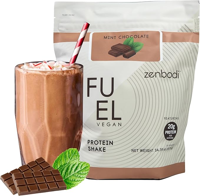 Fuel Vegan Protein Powder Mint Chocolate - 21g of Protein Each Serving Delicious Plant-Based Blend for Muscle Growth Crafted from Pea with Vegan D3 No Artificial Flavors Gluten-Free
