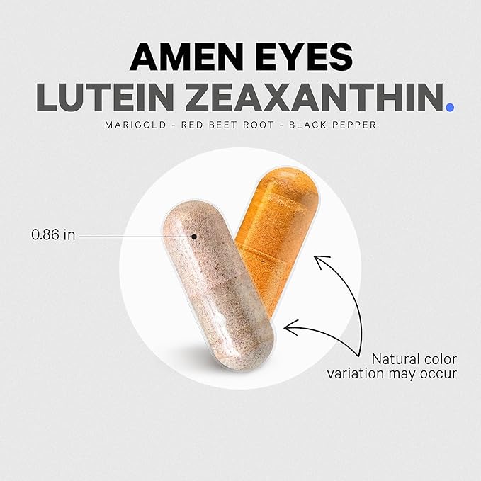 Amen Eyes Lutein Zeaxanthin Supplement - Eyes Vitamins - Lutein and Zeaxanthin from Marigold Extract Red Beet Root Powder Black Pepper Fruit Extract - 3-Month Supply Eye Care - Non-GMO - 90 Capsules