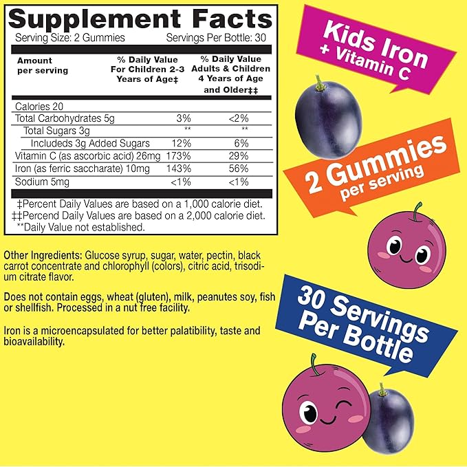 WellYeah Biotin Kids + Iron + Vitamin C Kids Gummies Bundle - Great Tasting Vitamin Supplement Gluten Free GMO Free Chewable Gummy
