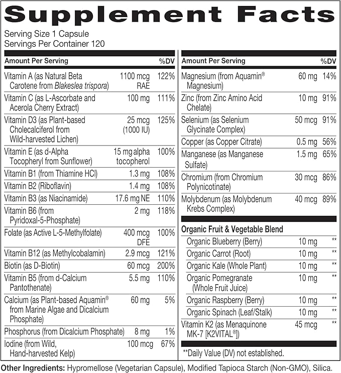 NATURELO One Daily Multivitamin for Men 50+ 120 Capsules One Daily Multivitamin for Women 50+ (Iron Free) 120 Capsules - 4 Month Supply Bundle
