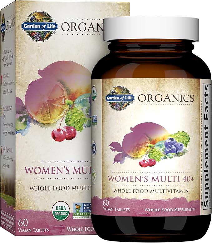 Garden of Life Organics Vitamins for Women 40+ and Men 40+ Multivitamin Bundle 60 and 120 Tablets