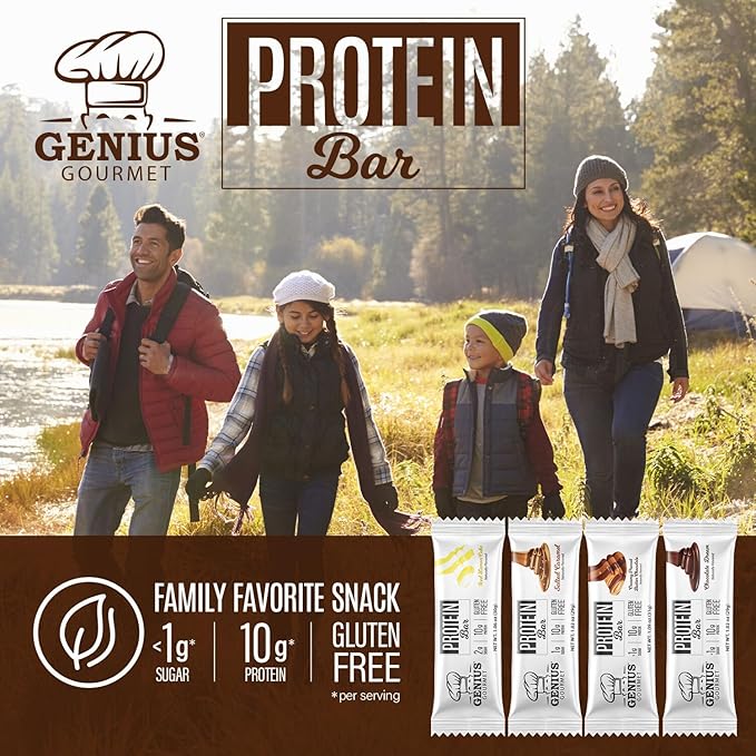 Genius Gourmet Protein Bar Chocolate Dream Keto Snack Low Carb Low Sugar &amp Gluten Free Protein Snacks for Adults 10G of Whey Protein per Protein Bar 5 Net Carbs 20 Count