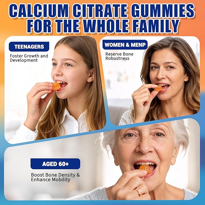 (2 Pack) Calcium Citrate with Vitamin D3 Gummies1200 Mg Calcium Supplements for Women and Men - Supports Bone Muscle &amp TeethHigh Absorption - Easy to DigestVeganOrange Flavor - 120 Count