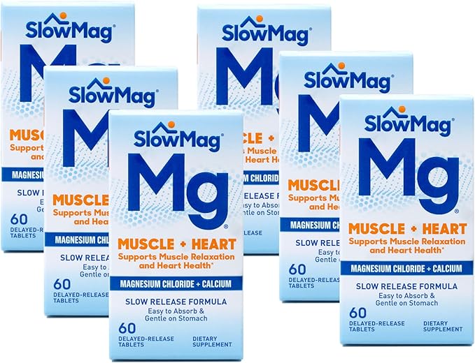 Slow Mag Magnesium Chloride and Calcium 60 Tablets each (Value Pack of 6)
