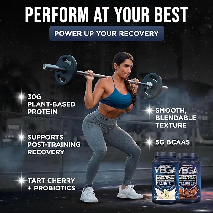 Vega Sport Premium Protein Powder + Recovery Bundle - Vanilla (20 servings) and Chocolate (19 servings) 30g Plant Based Protein 5g BCAAs Low Carb Keto Pea Protein for Women and Men