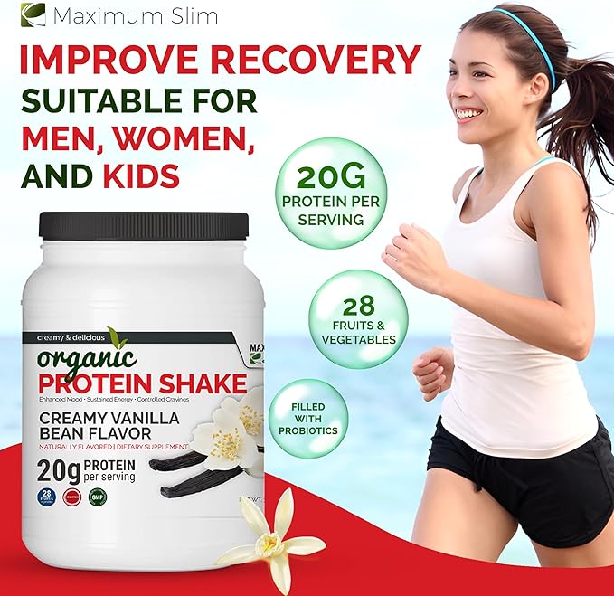 Maximum Slim Organic Protein Shake - Creamy Vanilla Bean Flavor