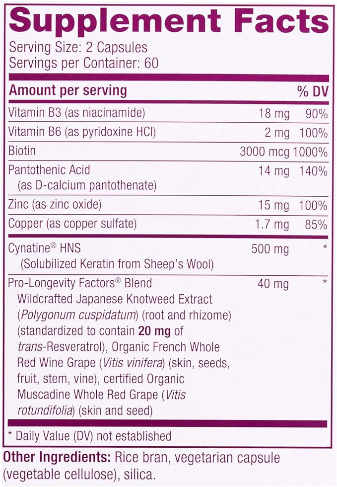 Reserveage Beauty Resveratrol 500 mg Antioxidant Supplement for Heart and Cellular Health 30 Caps &amp Keratin Hair Booster with Biotin &amp Resveratrol Hair and Nail Growth Supplement 120 Caps