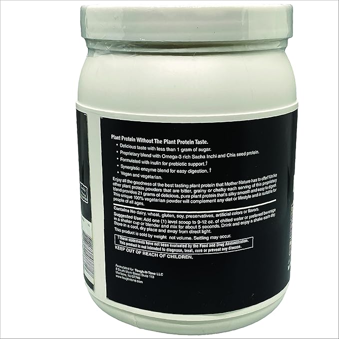 TOUGH-N-TONE Premium Grade Plant Protein a Delicious Vanilla Vegan Shake peas Cranberry chia and Sacha inchi Omega-3 EFAs Vegan &amp Vegetarian no Dairy no Wheat no Gluten no Soy