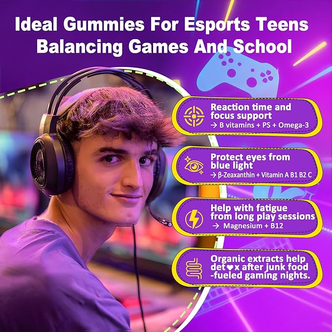 Multivitamin Filled Gummies for Teen Boys Girls 12-17 18 19 Kids 10+ Multivitamin with Omega 3 Calcium + Magnesium + Zinc Multi-Minerals for Adolescent 10-19S Brain Bone Energy Immune 2Pack