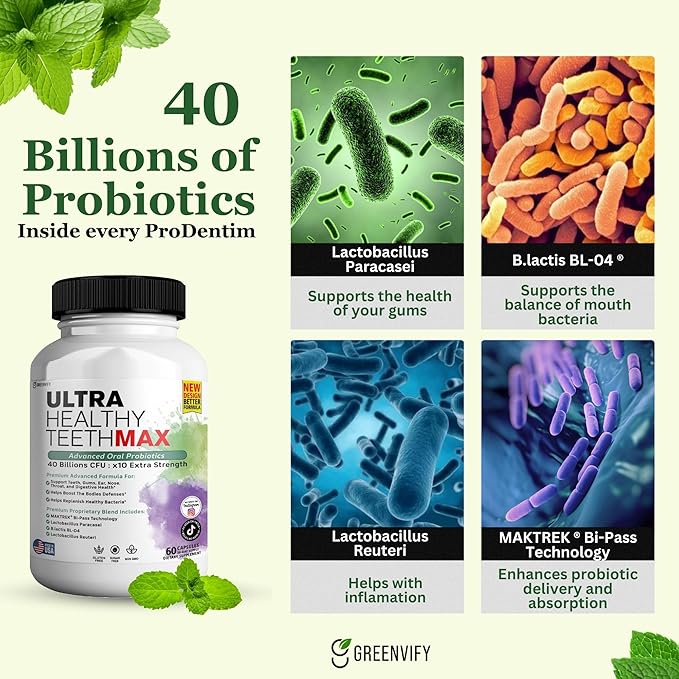 Ultra Healthy Teeth Max Probiotic Supplement 40 Billion CFU 60 Capsules Advanced Oral Health Formula (2)
