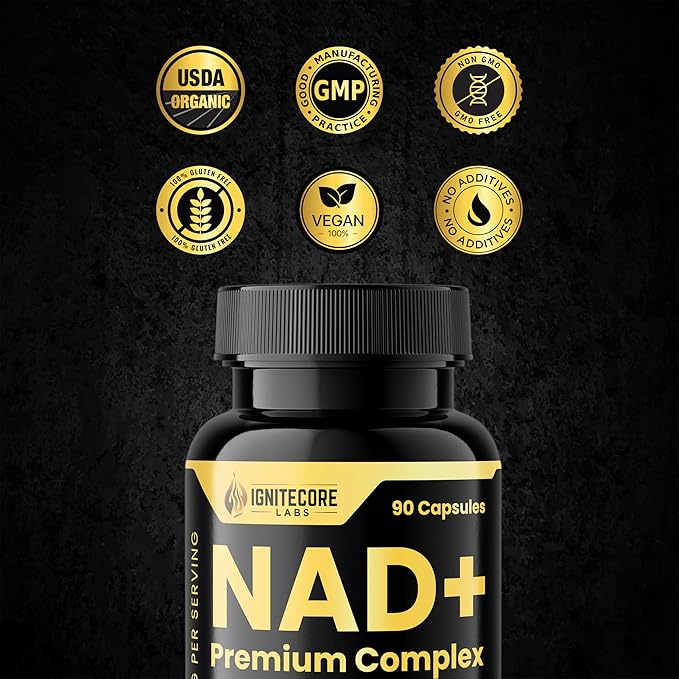 NAD+ Premium Complex 2000mg – NMN Nicotinamide Riboside Urolithin A Resveratrol CoQ10 PQQ Organic B‑Complex Omega Botanical Blend – Vegan Non‑GMO USDA Organic – 90 Capsules