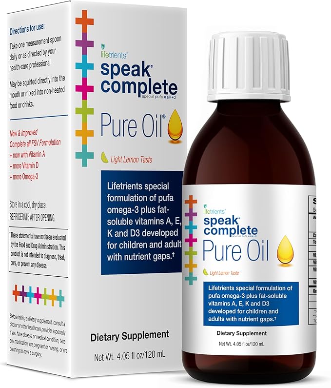 Lifetrients – Speak+D Pure Oil – Natural Lemon – 4.05 oz – Pediatrician Formulated to Support Children with Special Nutritional Requirements – Enhanced with Omega-3 Vitamin A D E &amp K