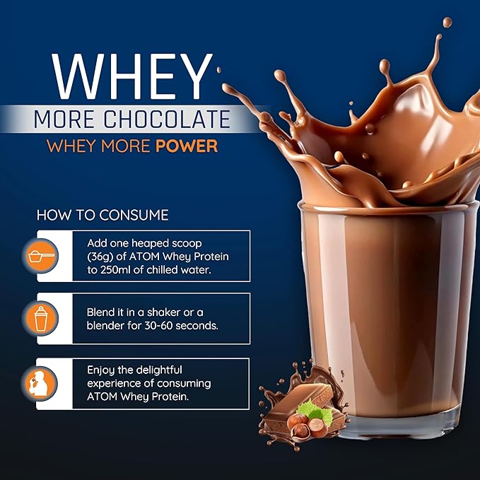 AS-IT-IS Atom Whey Protein 1kg/35.2 Oz With Digestive Enzymes | Usa Labdoor Certified for Accuracy &amp Purity | Choco Hazel Fusion Flavor | 27g Protein | 5.7g Bcaaâ