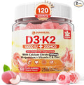 Vitamin D3 K2 Filled Gummies 5000IU / 10000 IU with 500mg Calcium + K2(MK-7) 200mcg Magnesium Vitamin C &amp Zinc Extra Strength - Ultimate Absorbency for Bones Muscles Teeth Vegan -- Pack of 2