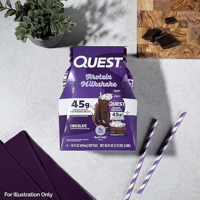 Quest Nutrition Chocolate Protein Shake 45g Protein 2g Sugar 4g Net Carbs Ready to Drink Gluten Free 12 Count