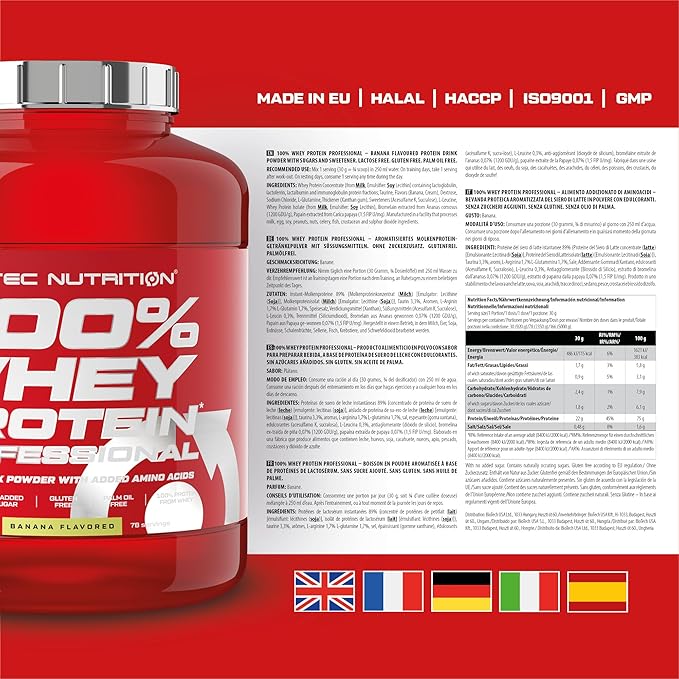 Scitec Nutrition 100% Whey Professional 2350g Banana Protein Supplement