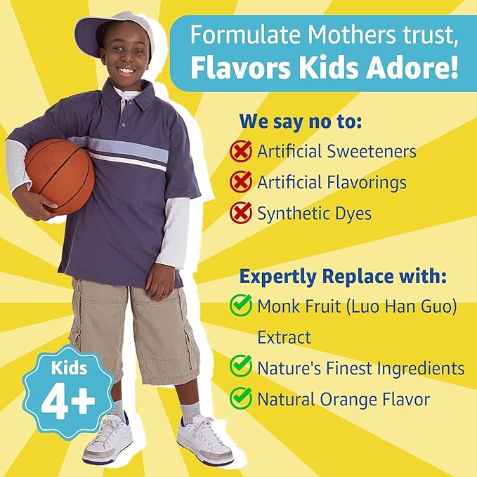 Kids Multivitamin Gummies with Iron Sugar Free Kids Daily Vitamins + Probiotics Algae Omega 3 (EPA/DHA) A C D Methyl B12 Folate B6 Zinc Biotin for Healthy Growth Immune Support 60 Count