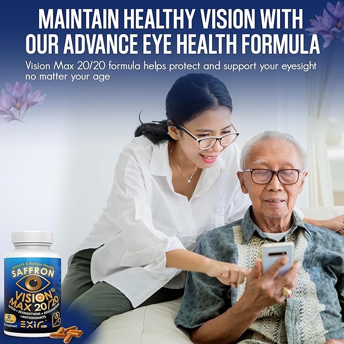 EXIR Eye Supplement | Lutein Saffron Astaxanthin| Supports Eye Health Visual Comfort &amp Focus | 30 Capsules